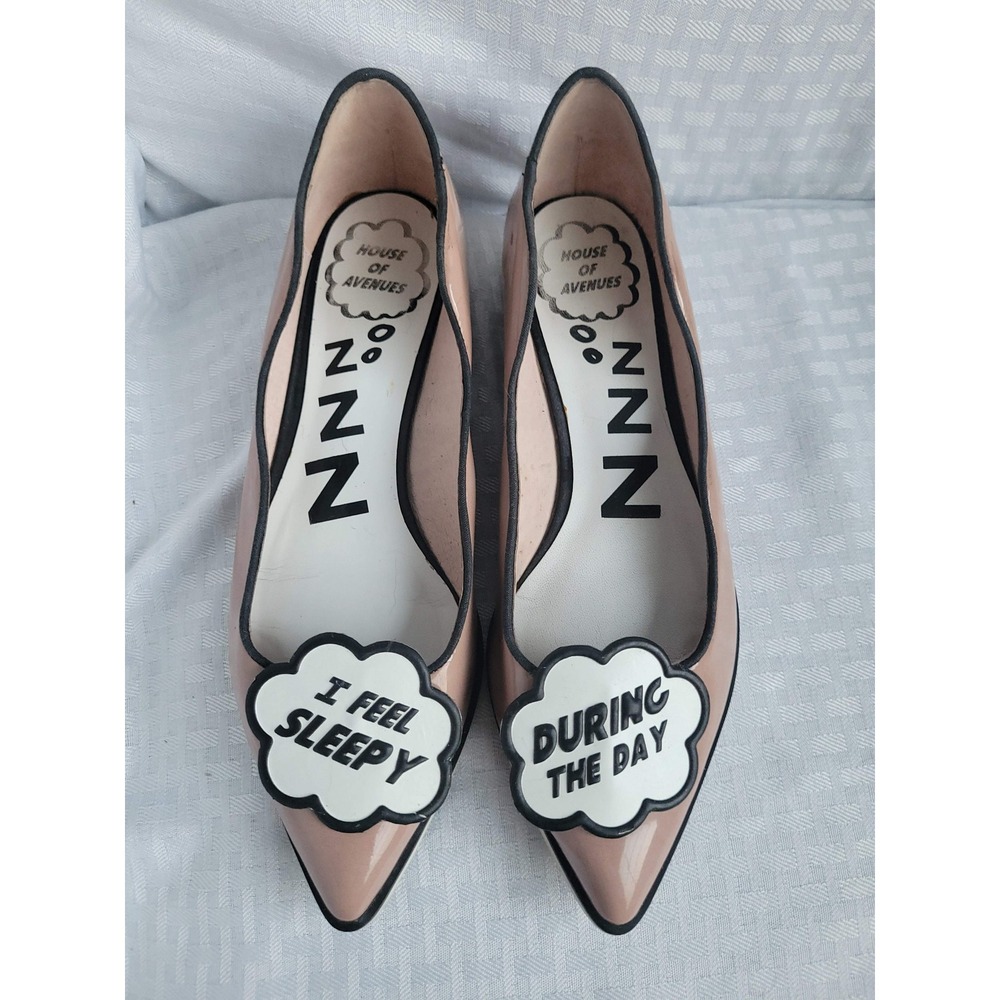 House of Avenues Pink Patent Sleepy Day Pointed Toe Scallop Flats 37M US 6.5